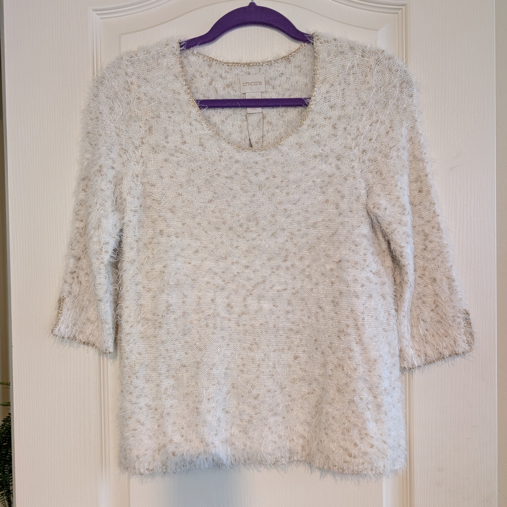 Chico's  Eyelash Shine Pullover Sweater NWT
